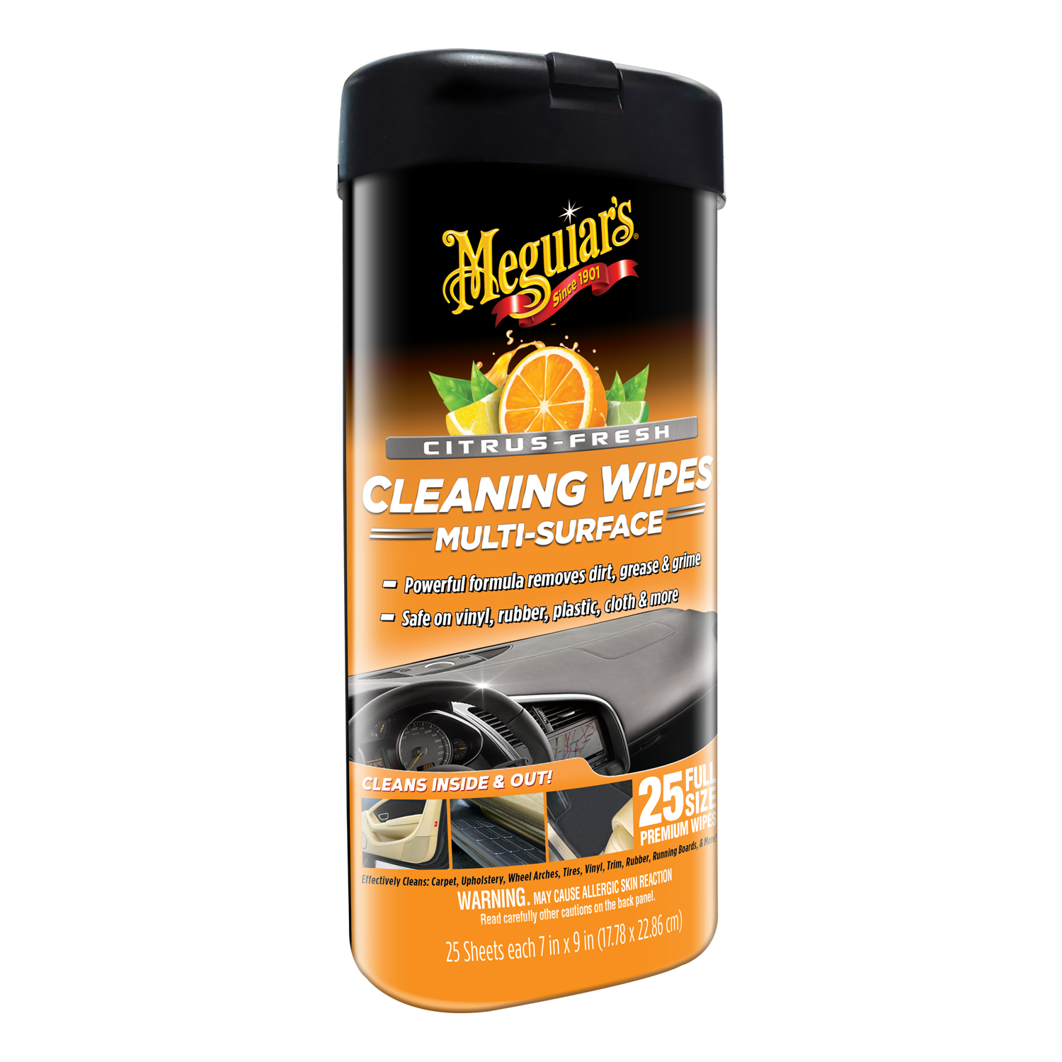 Meguiar's Citrus-Fresh Cleaning Wipes – Interior & Exterior Car