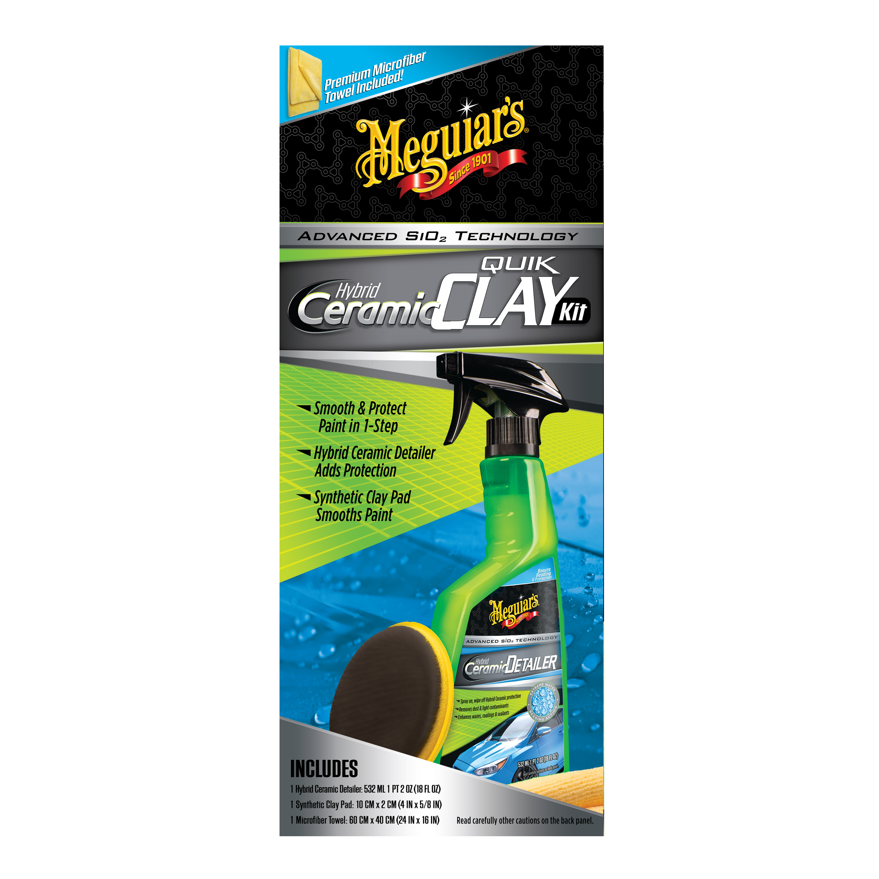 Meguiar's G10240 Smooth Surface XL Clay Kit - Includes 240 Grams of Clay  Bars, Quik Detailer Spray Bottle and Microfiber Towel
